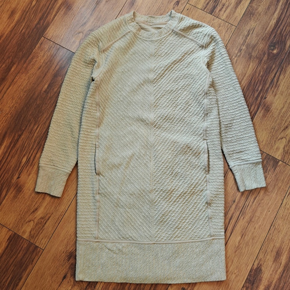 Lululemon On‎ Repeat Dress Women's 4 Tan Textured Casual Athletic Sweater Tunic - Picture 2 of 9